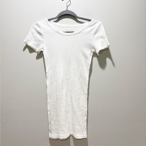 V::room • Women’s Cashmere/Cotton Ribbed Short Sleeve Crew in White NWOT Size M